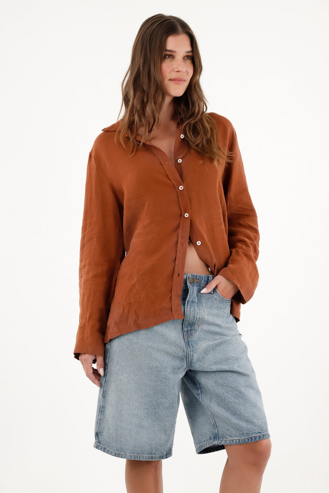 Women's 100% Linen Long-Sleeve Shirt