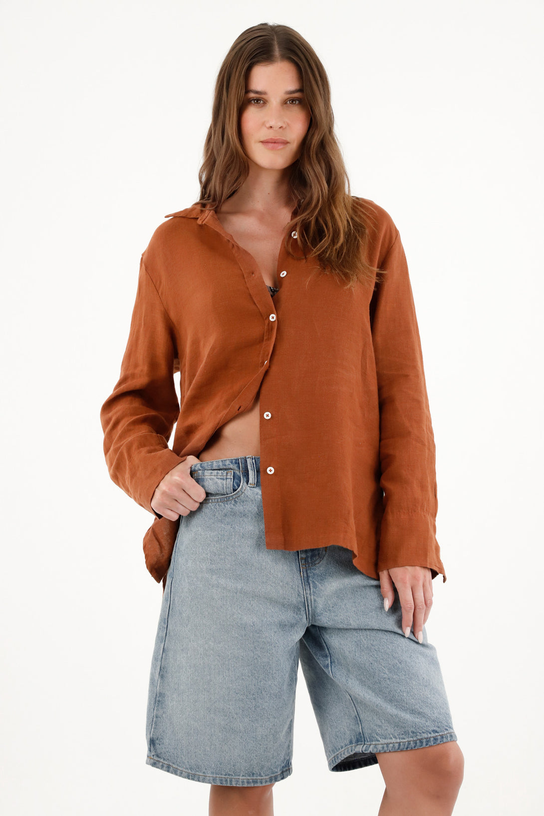 Women's 100% Linen Long-Sleeve Shirt