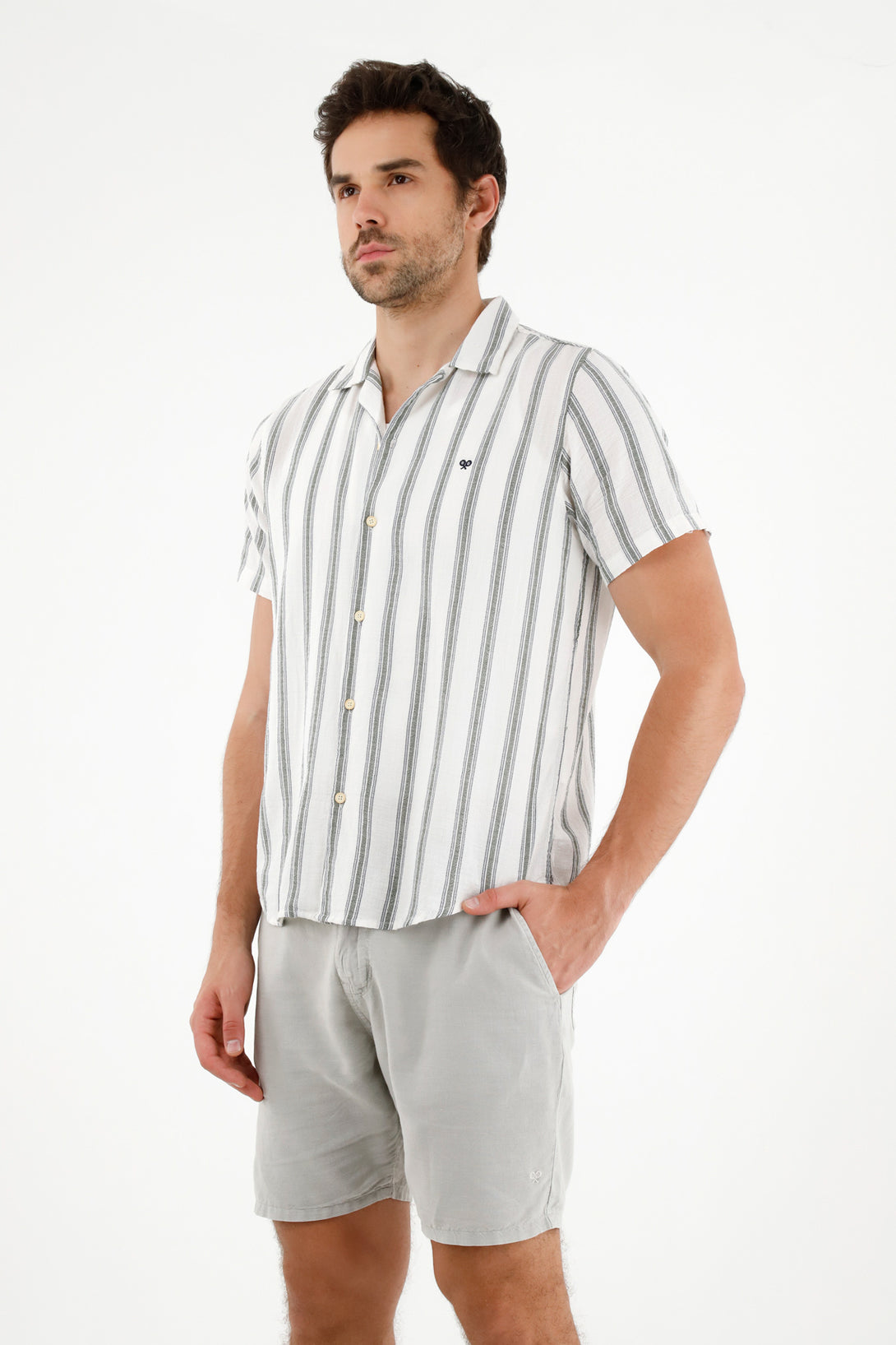 Men's Green Striped Shirt