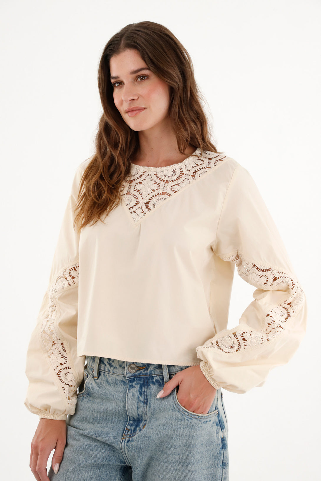 Women's Shirt with Knit Details