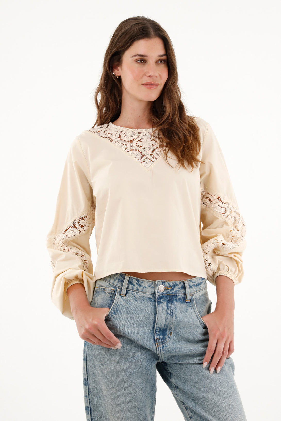 Women's Shirt with Knit Details