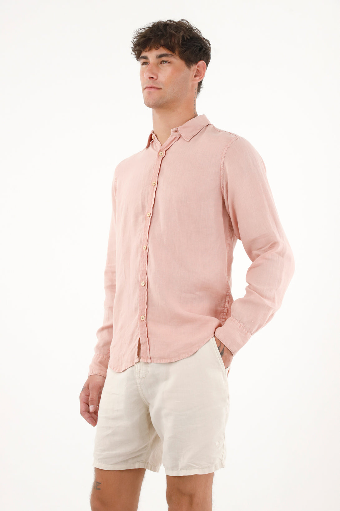 Men's 100% Linen Long-Sleeve Shirt