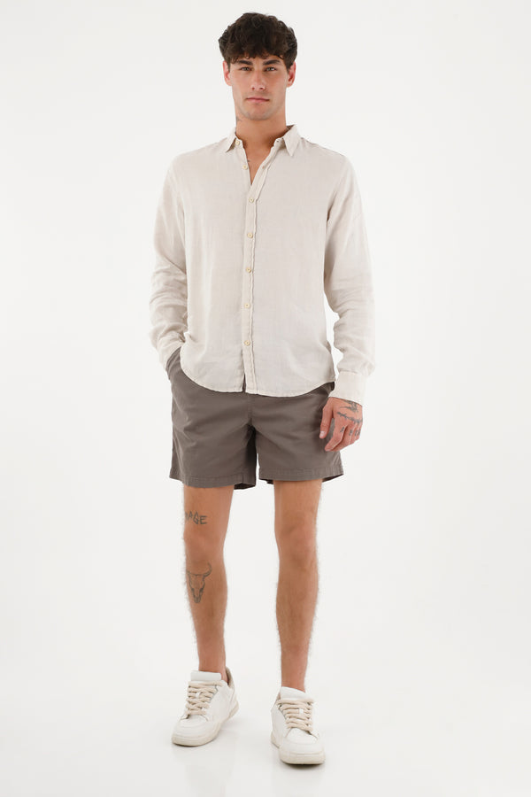 Men's 100% Linen Long-Sleeve Shirt