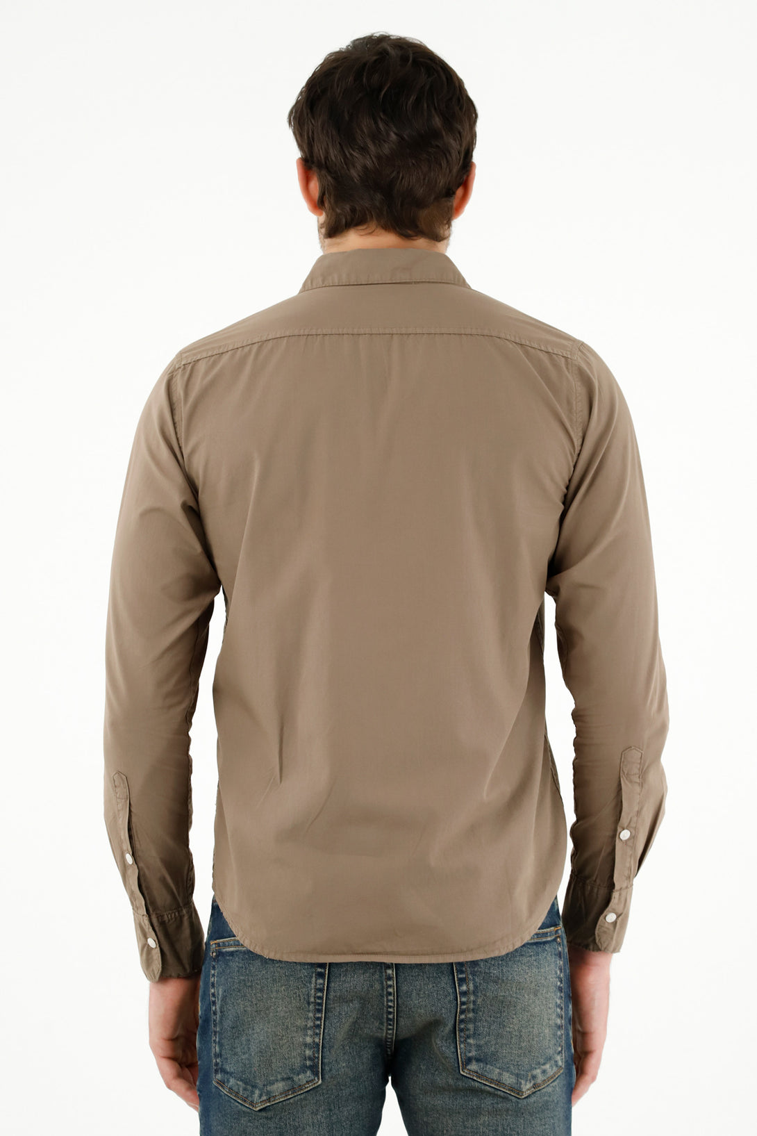 Men's Brown Long-Sleeve Shirt