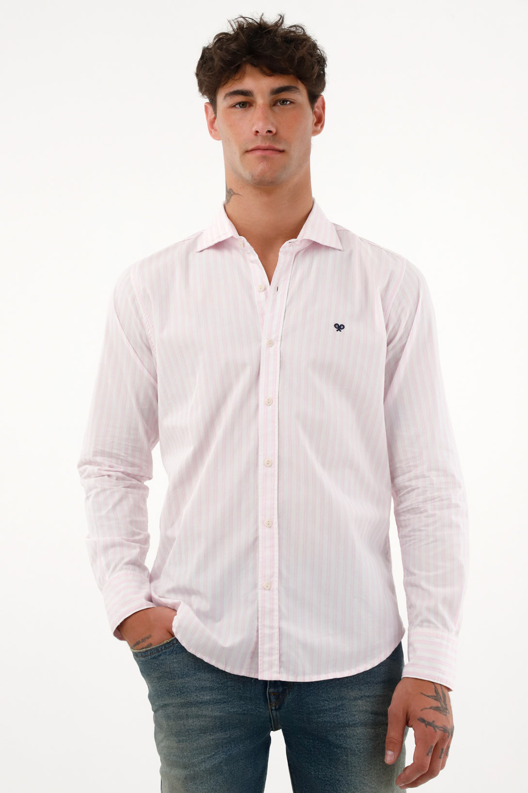 Men's TNS shirt, long sleeve button-up shirts.