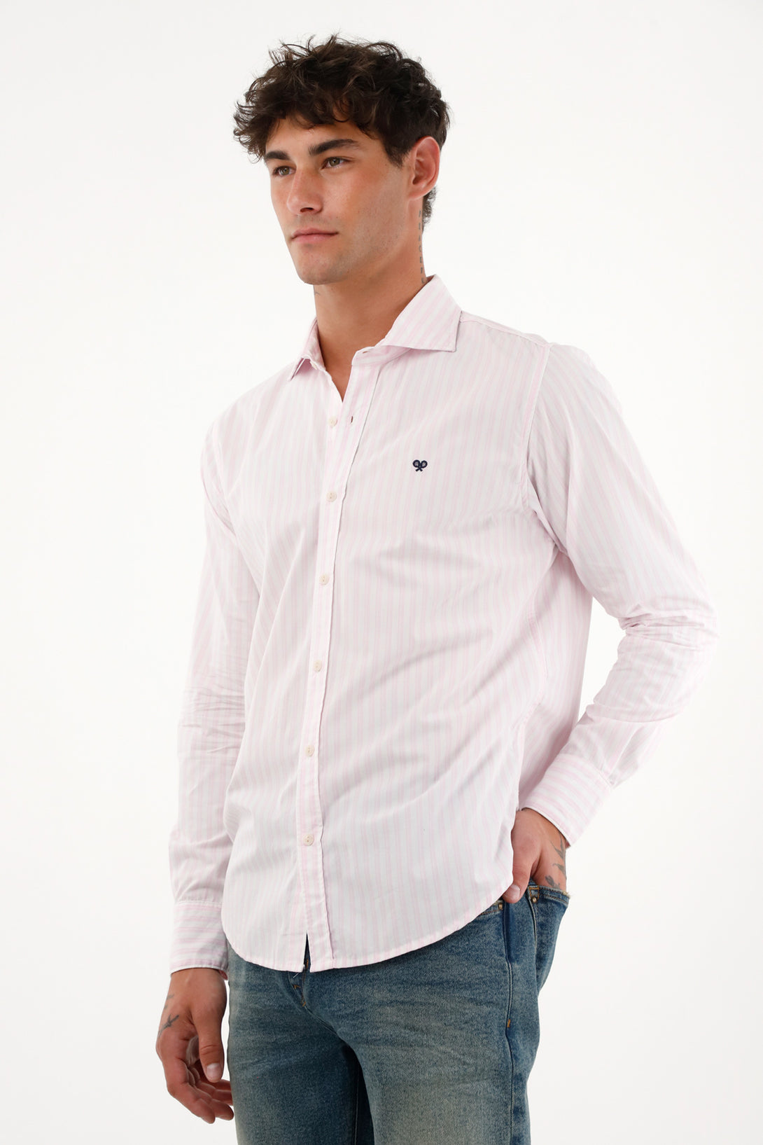 Men's TNS shirt, long sleeve button-up shirts.