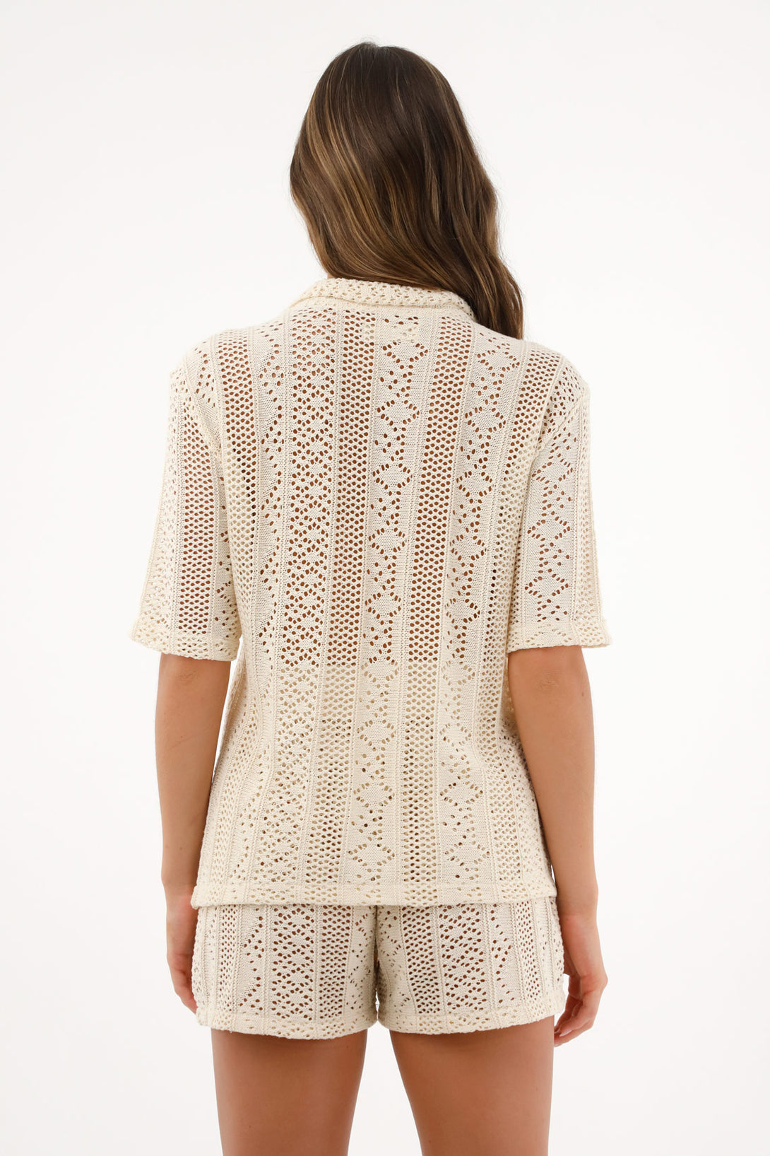 Women's Cream Crochet Style Shirt