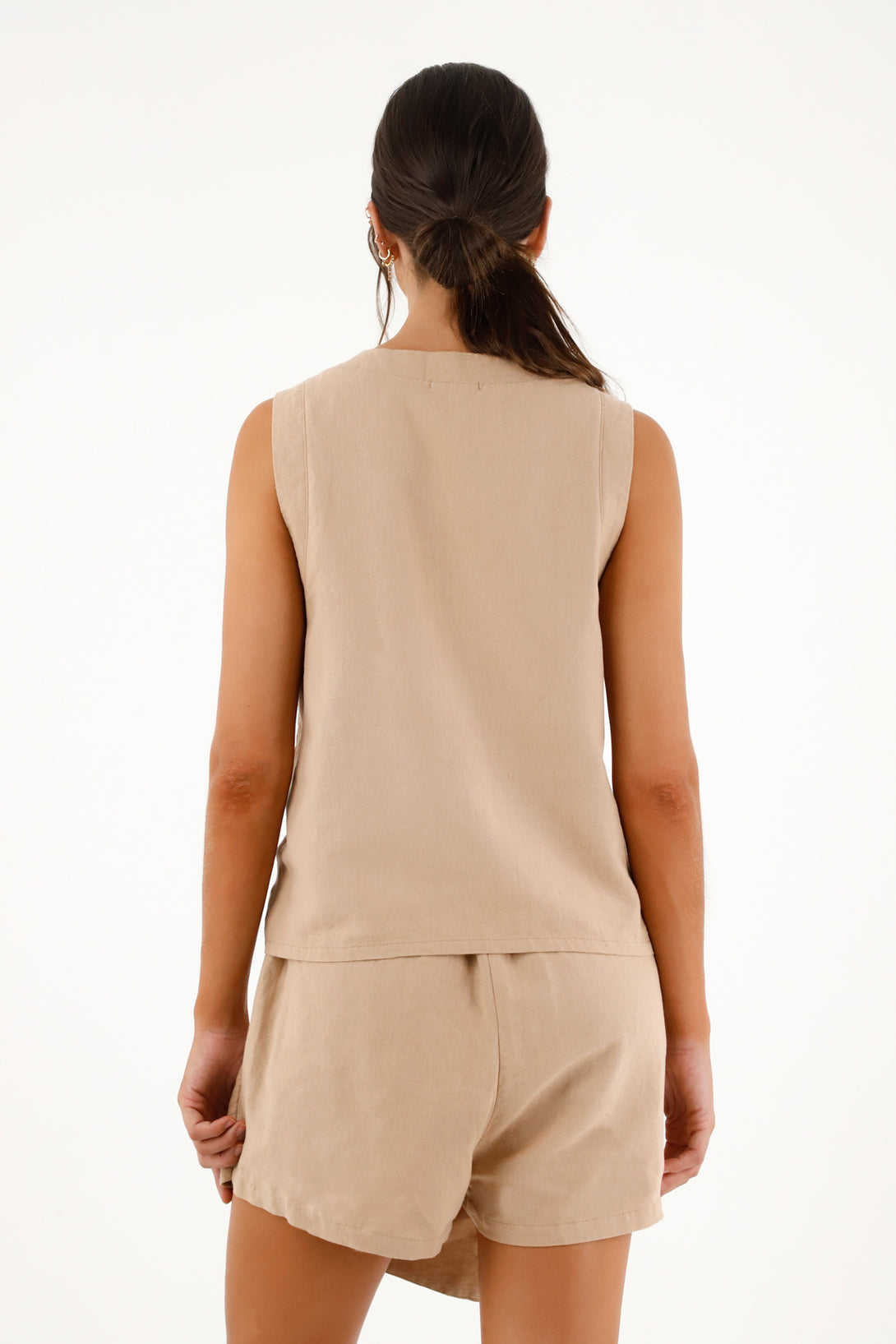 Women's raw linen vest shirt