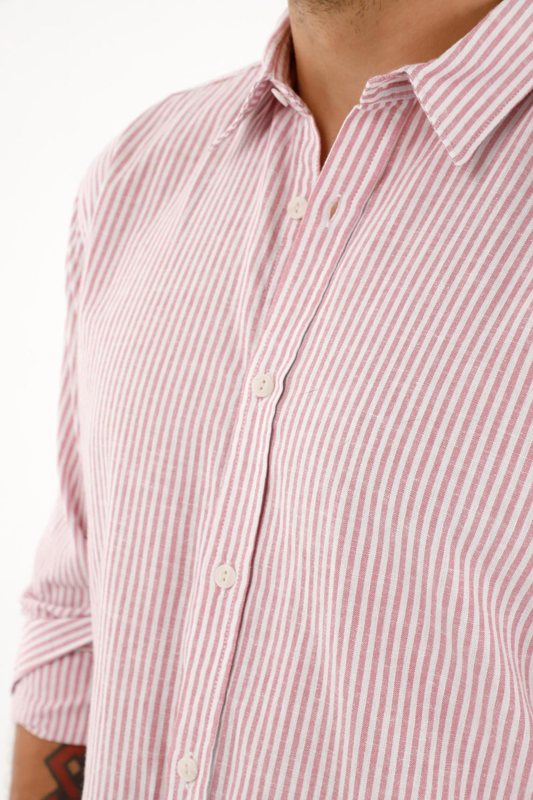 Men's long sleeve pink striped shirt