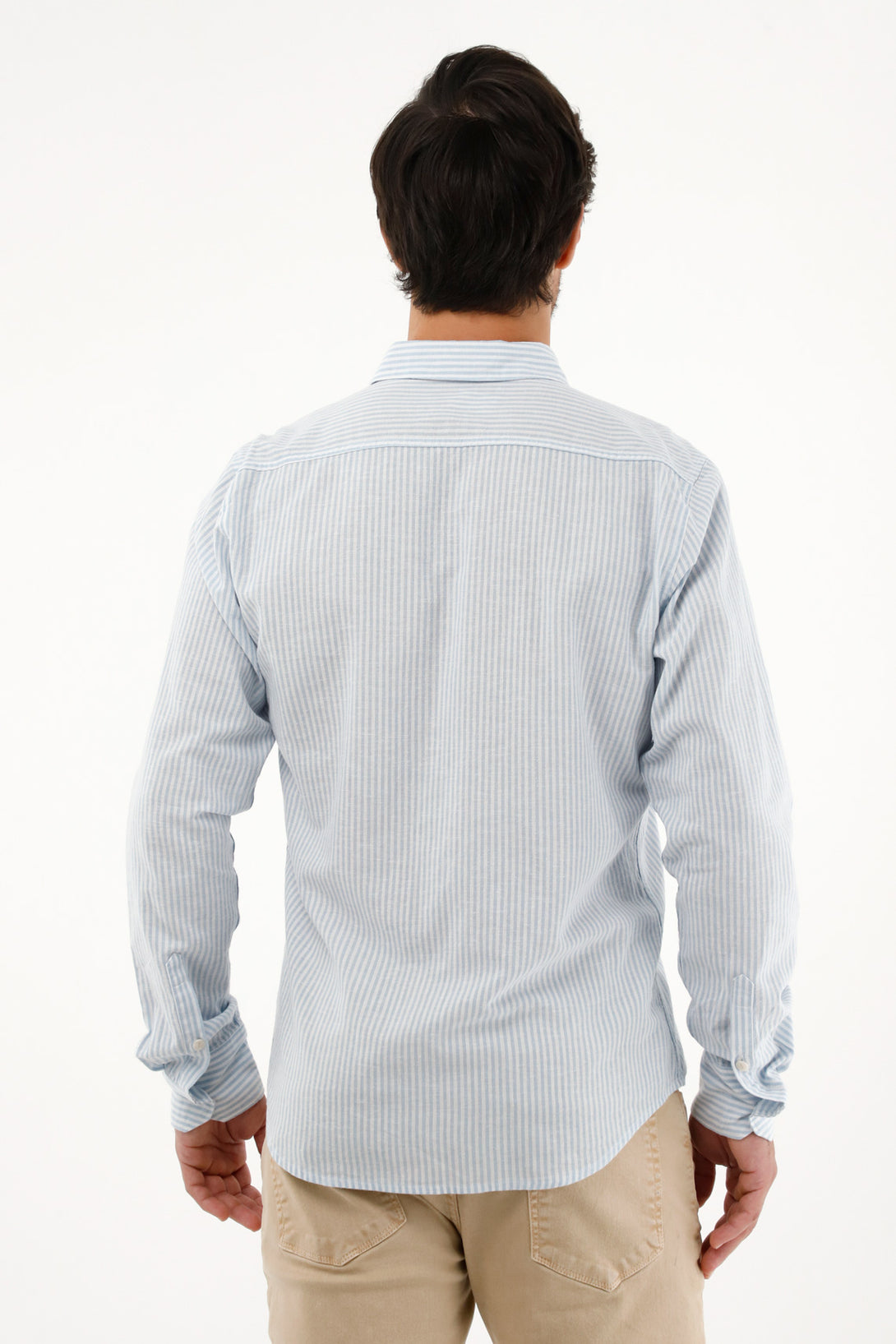 Men's blue striped long sleeve shirt