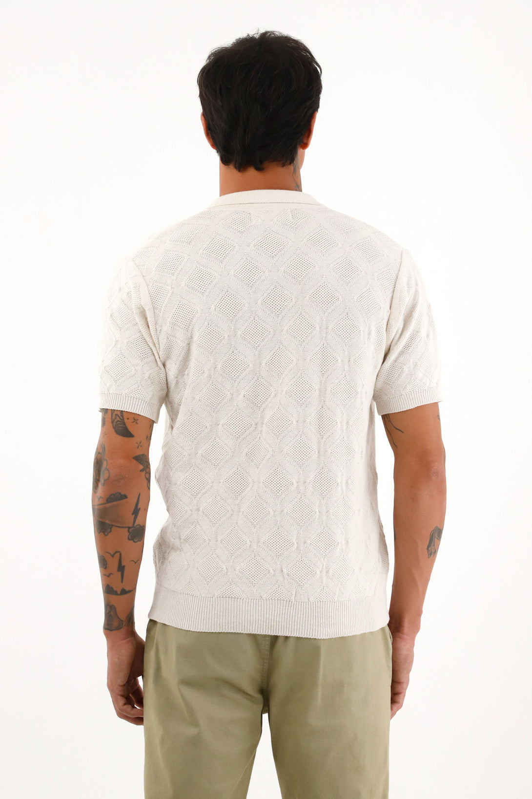 Men's short-sleeve knit raw shirt