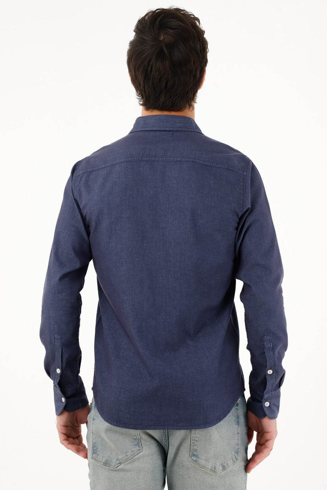 Dark Blue Regular Fit Pre-Dyed Shirt for Men