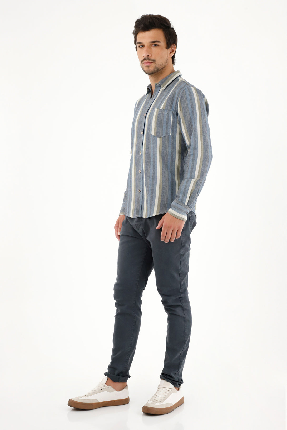 Men's Colorful Striped Long Sleeve Shirt