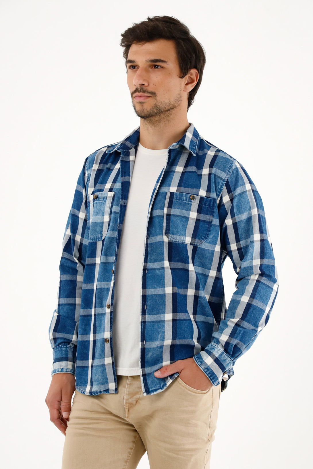 Men's blue flannel shirt