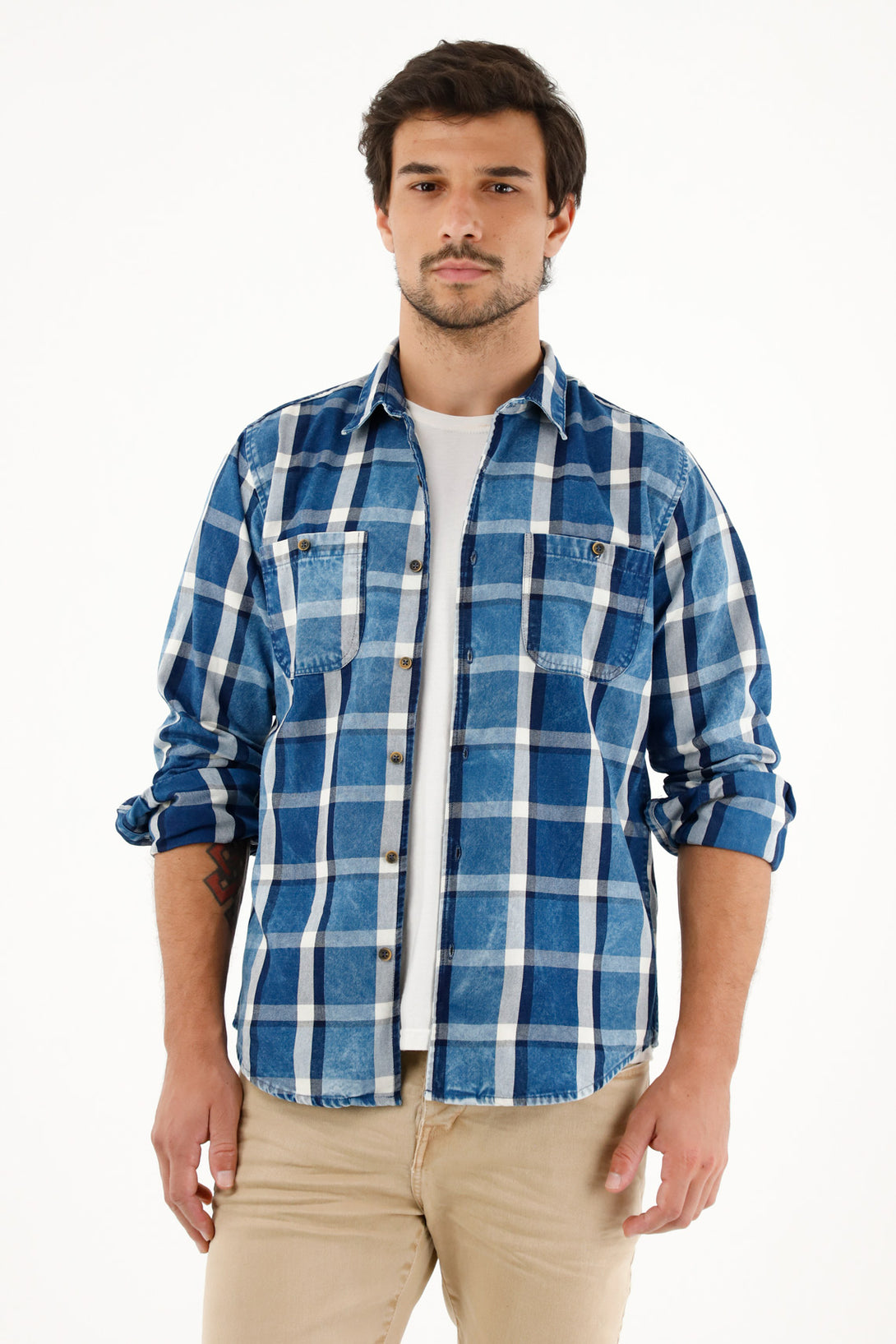 Men's blue flannel shirt