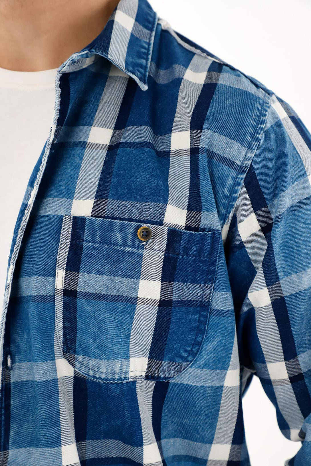 Men's blue flannel shirt