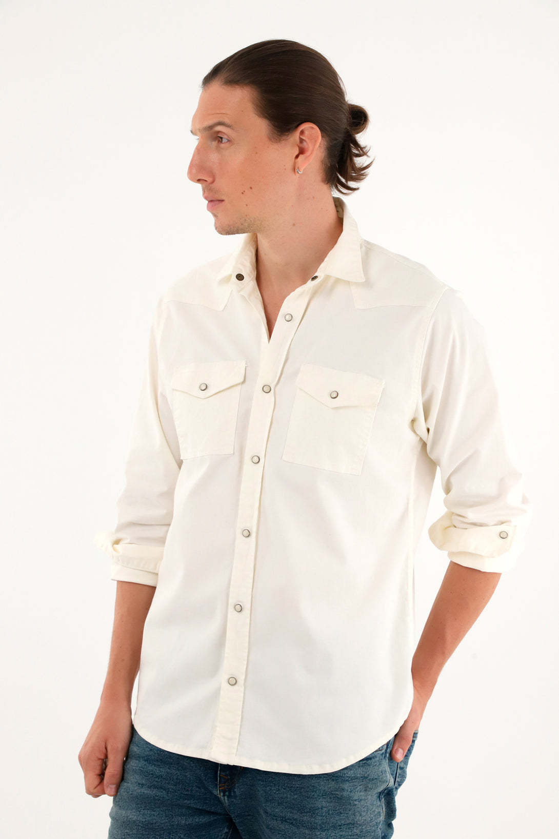 Men's long sleeve cream shirt