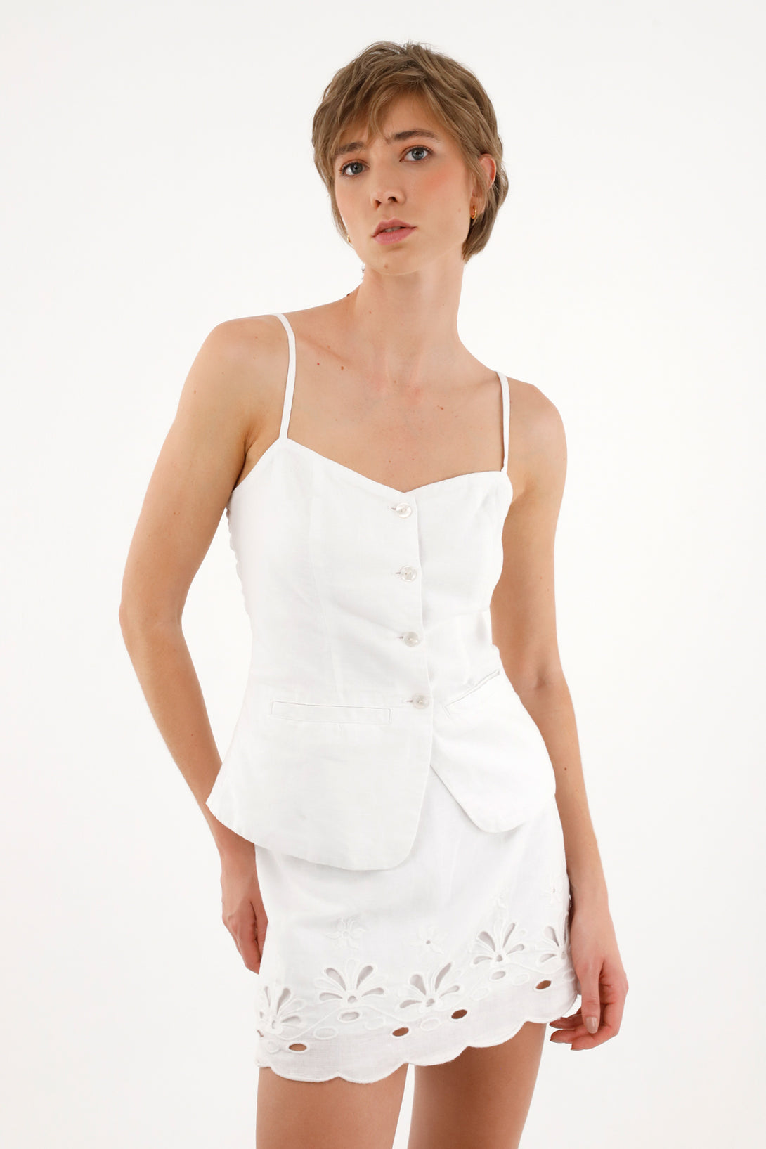 Women's corset-style white shirt