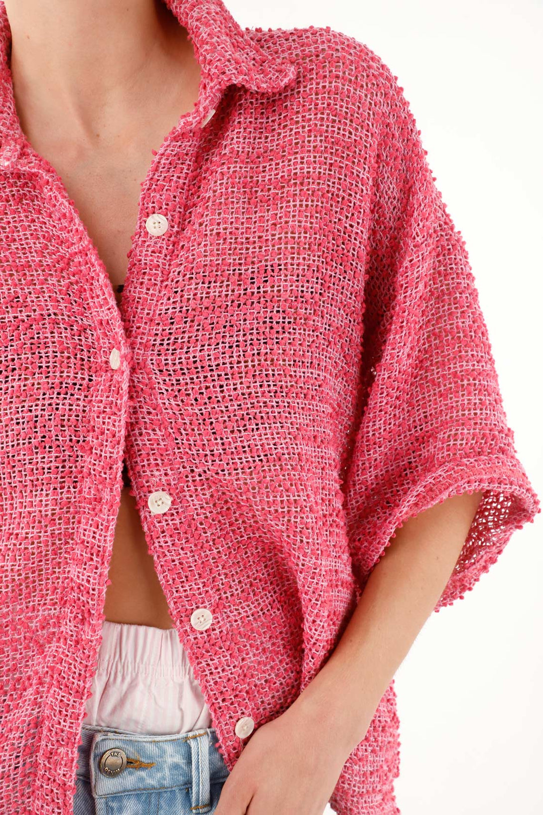 Women's pink tweed shirt