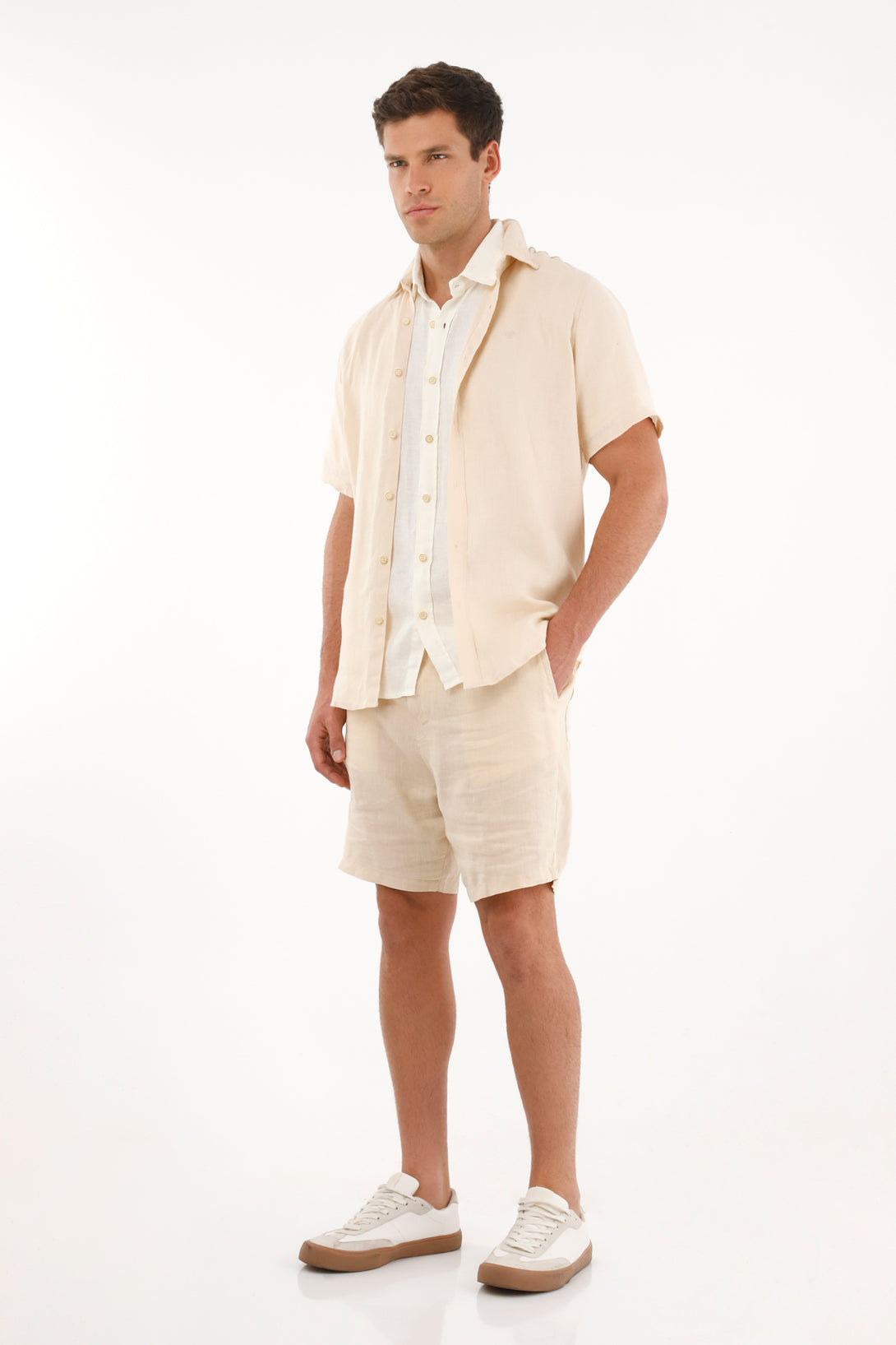 Men's Short Sleeve Shirt in 100% Raw Linen