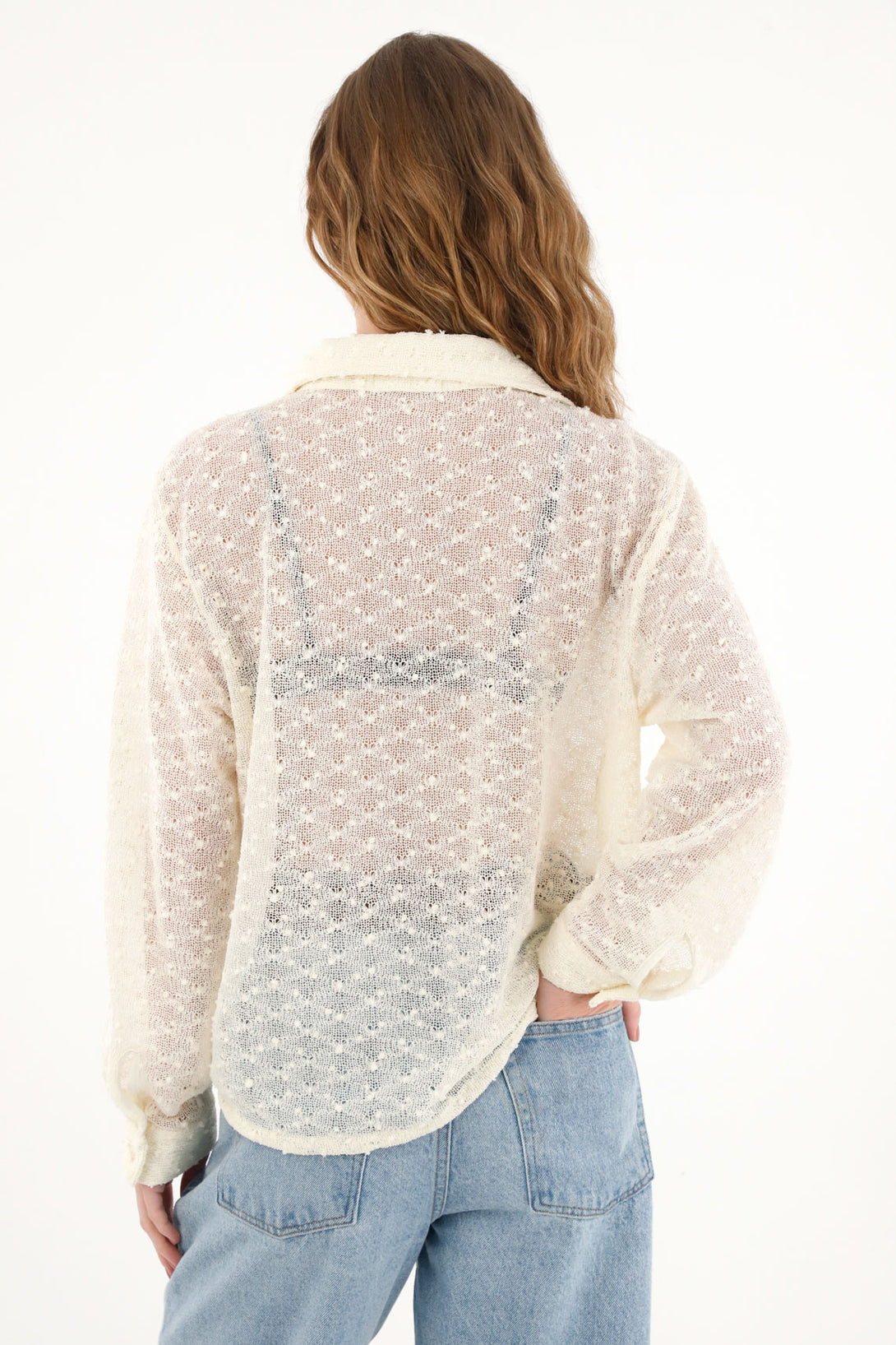 Women's woven ivory shirt