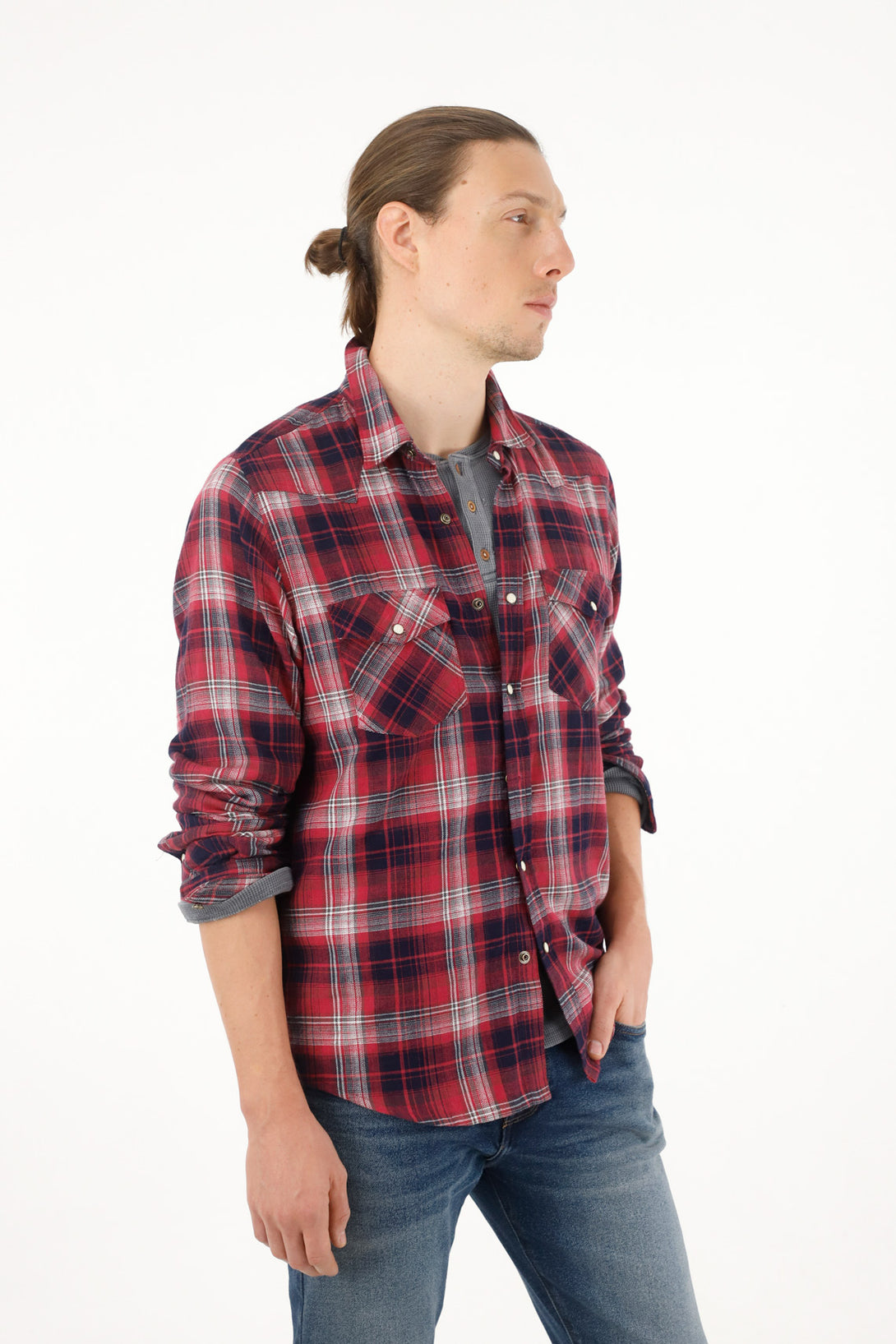 Men's red flannel shirt