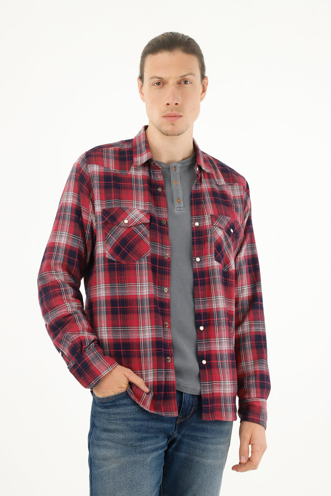 Men's red flannel shirt