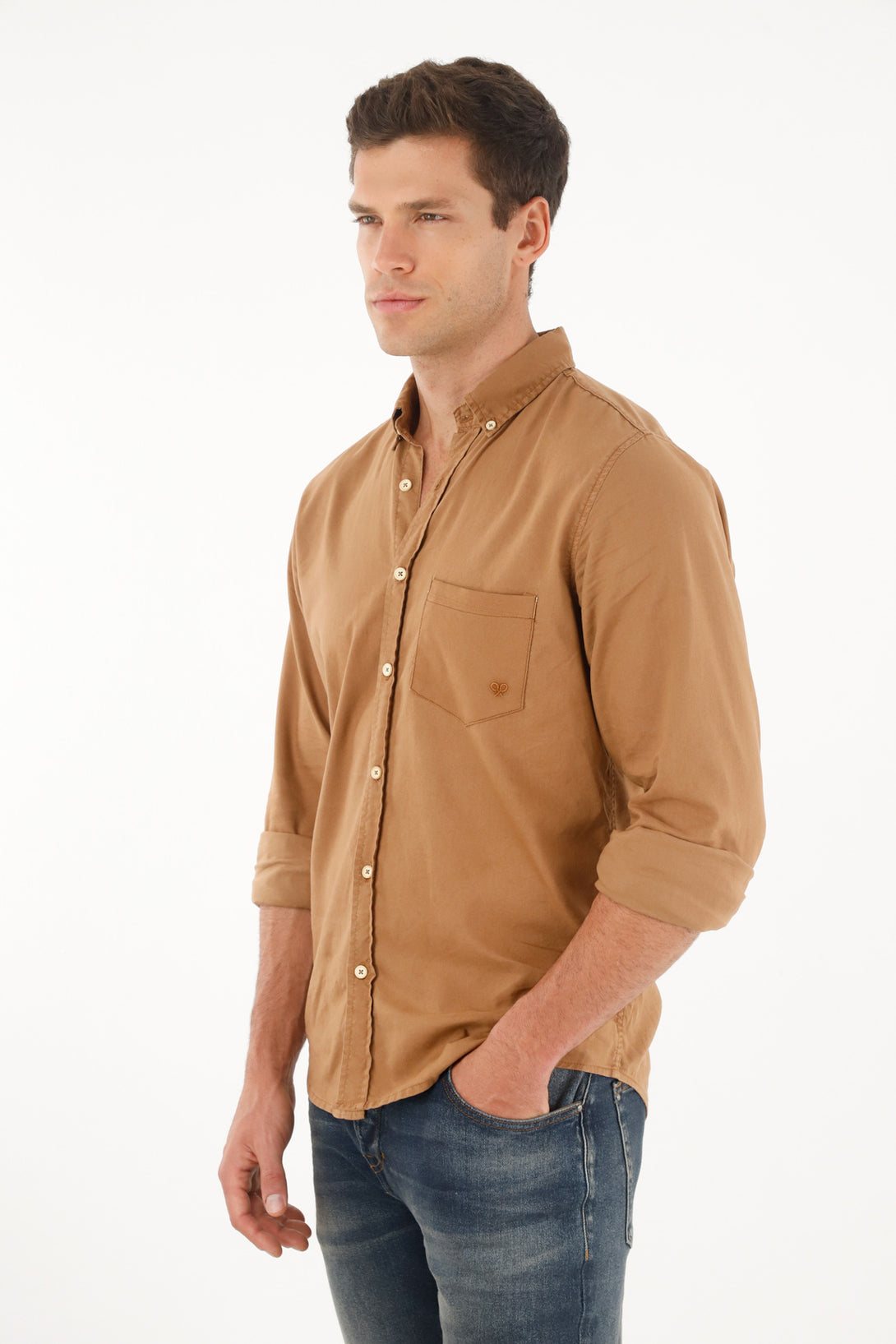 Men's Brown Shirt with Front Pockets