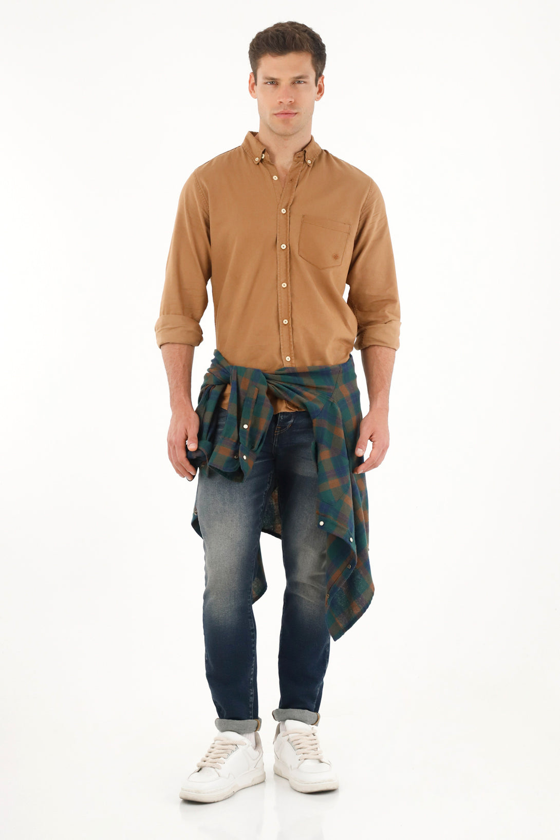 Men's Brown Shirt with Front Pockets