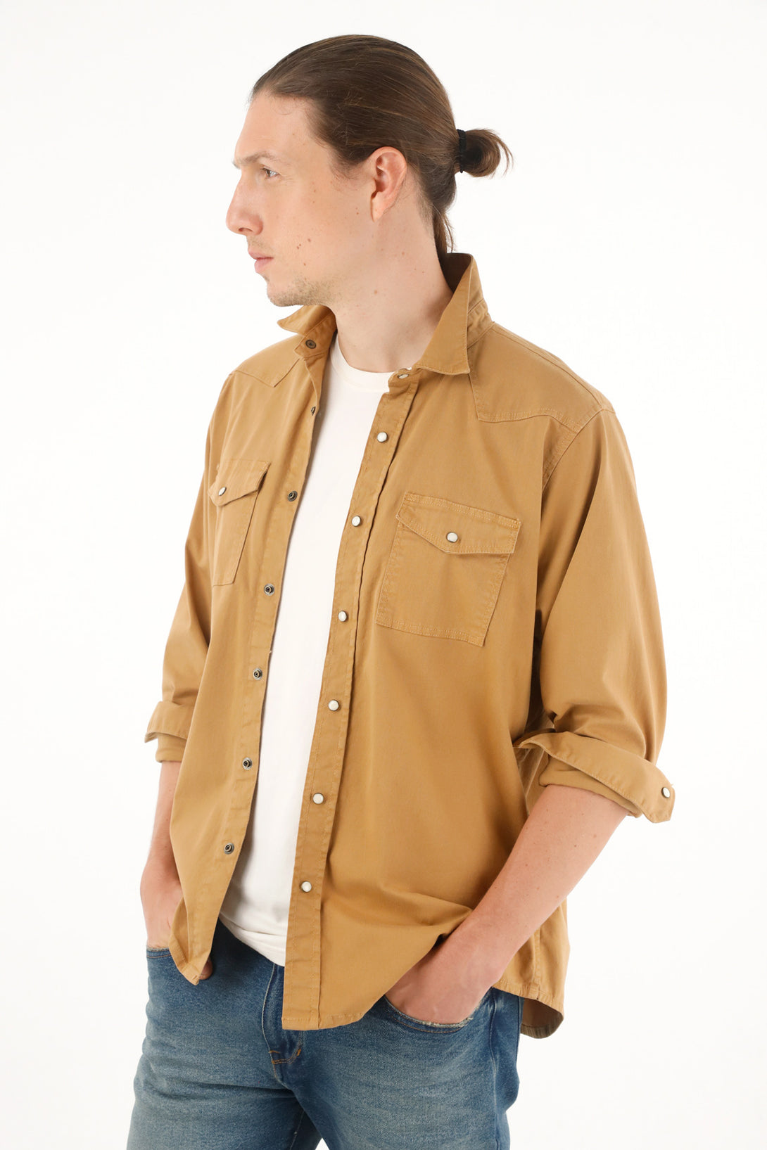 Men's long sleeve brown shirt