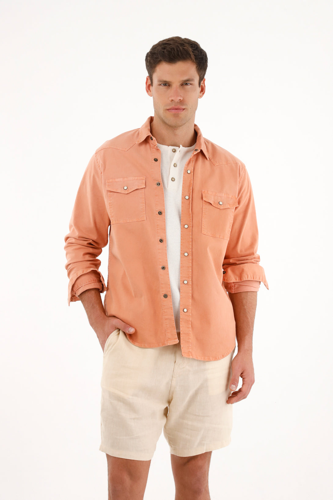 Men's Long Sleeve Orange Shirt