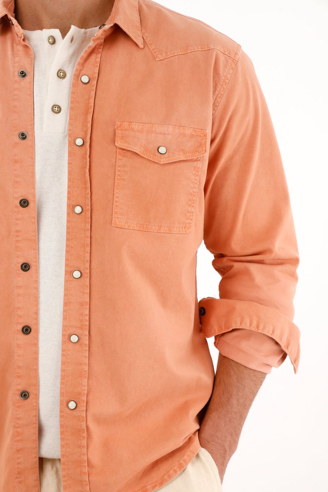 Men's Long Sleeve Orange Shirt