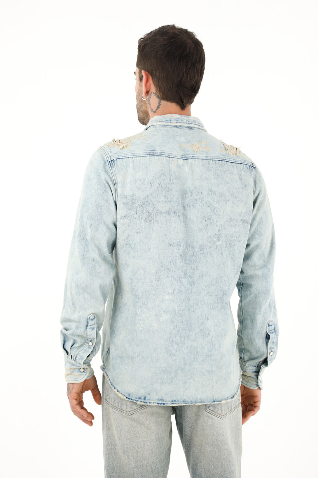 Men's long sleeve blue denim shirt