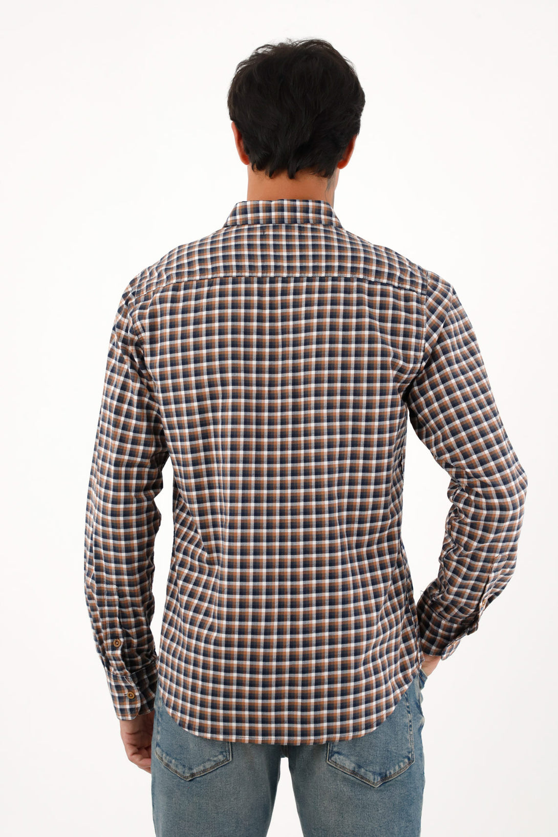 Men's flannel shirt with brown wooden buttons