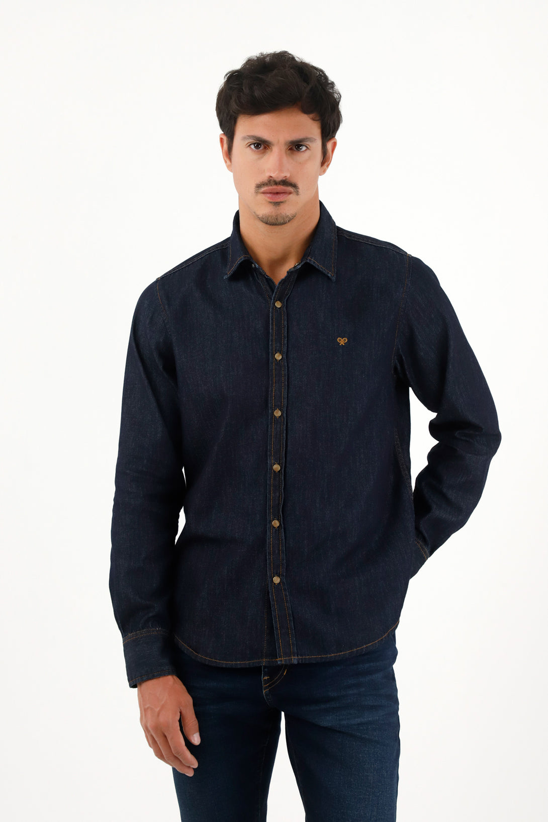 Men's lightweight indigo long sleeve blue shirt