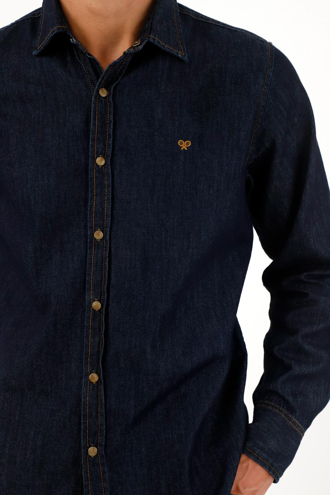 Men's lightweight indigo long sleeve blue shirt