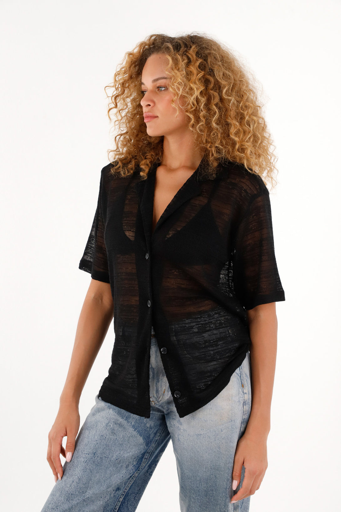 Women's Black Sheer Shirt