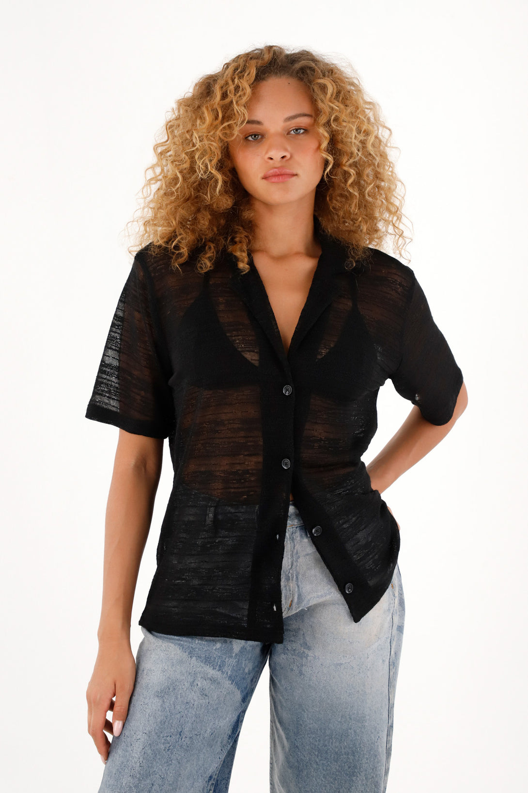 Women's Black Sheer Shirt