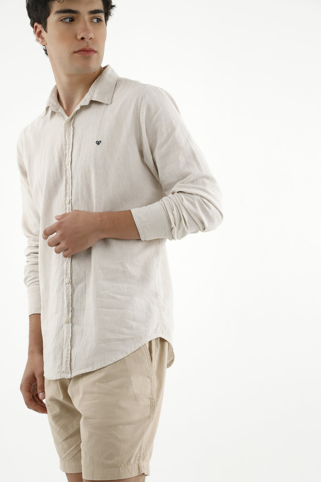 Camisa tipo lino crudo para hombre