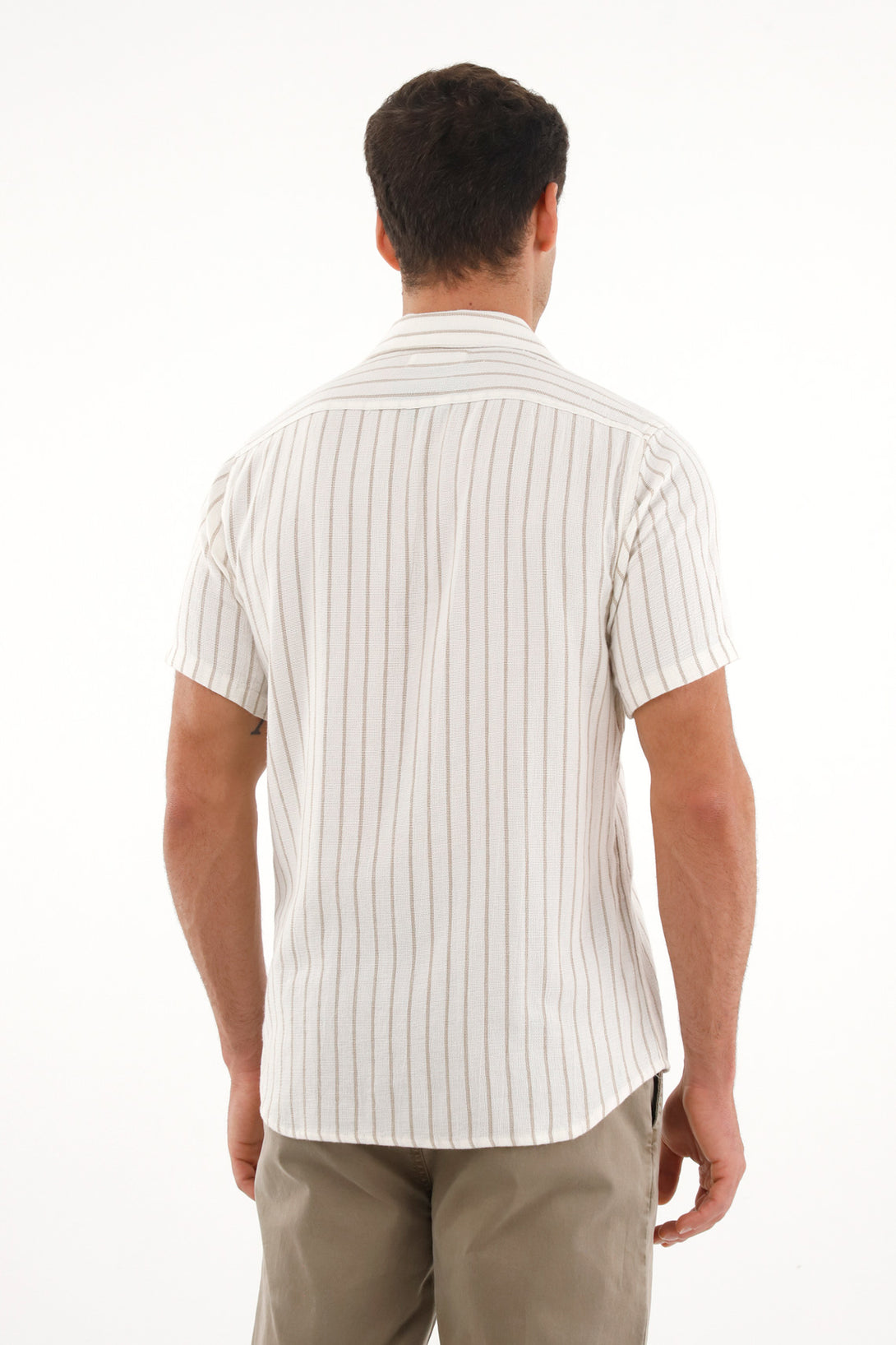 Men's striped bowling shirt