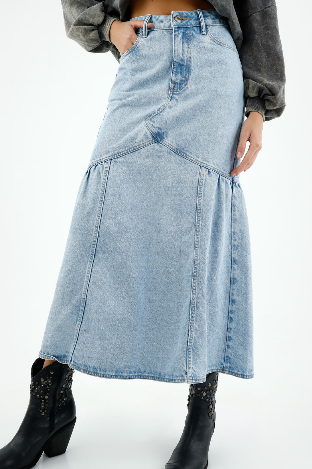 Women's Blue Asymmetric Skirt