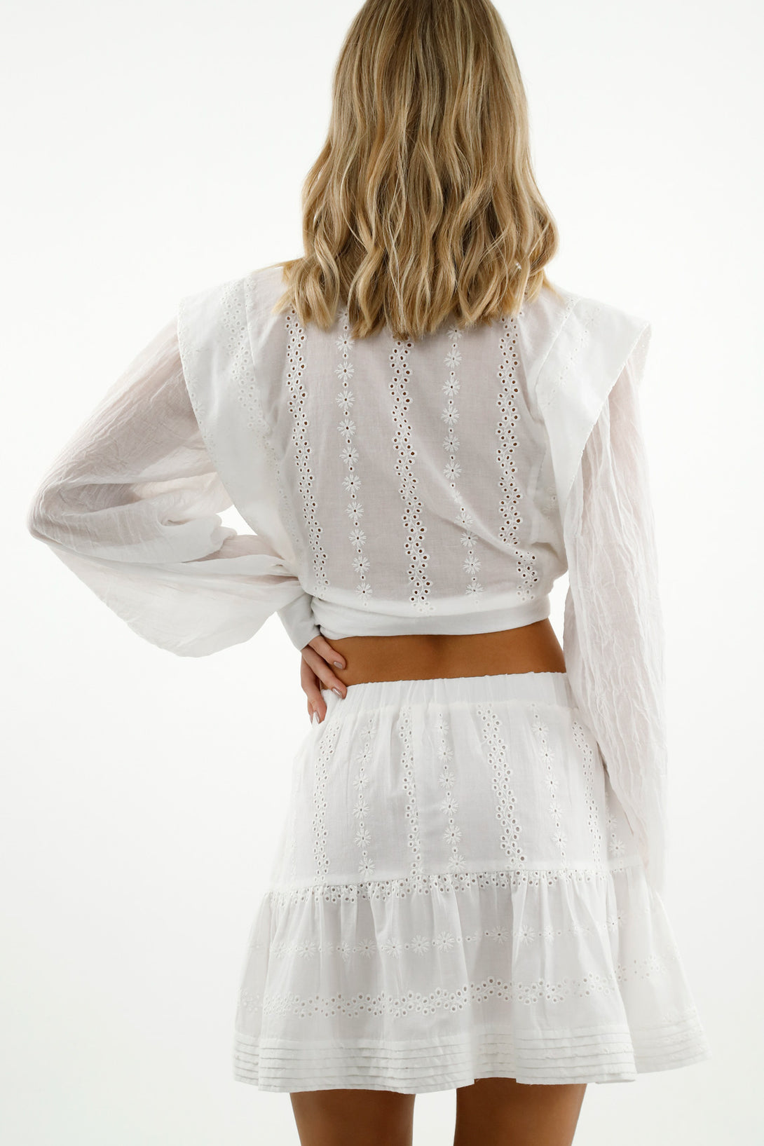 Women's White Eyelet Skirt