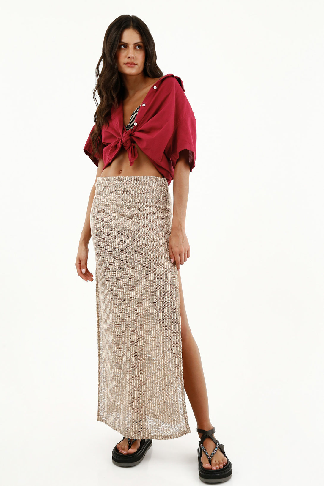 Women's Brown Knit Skirt