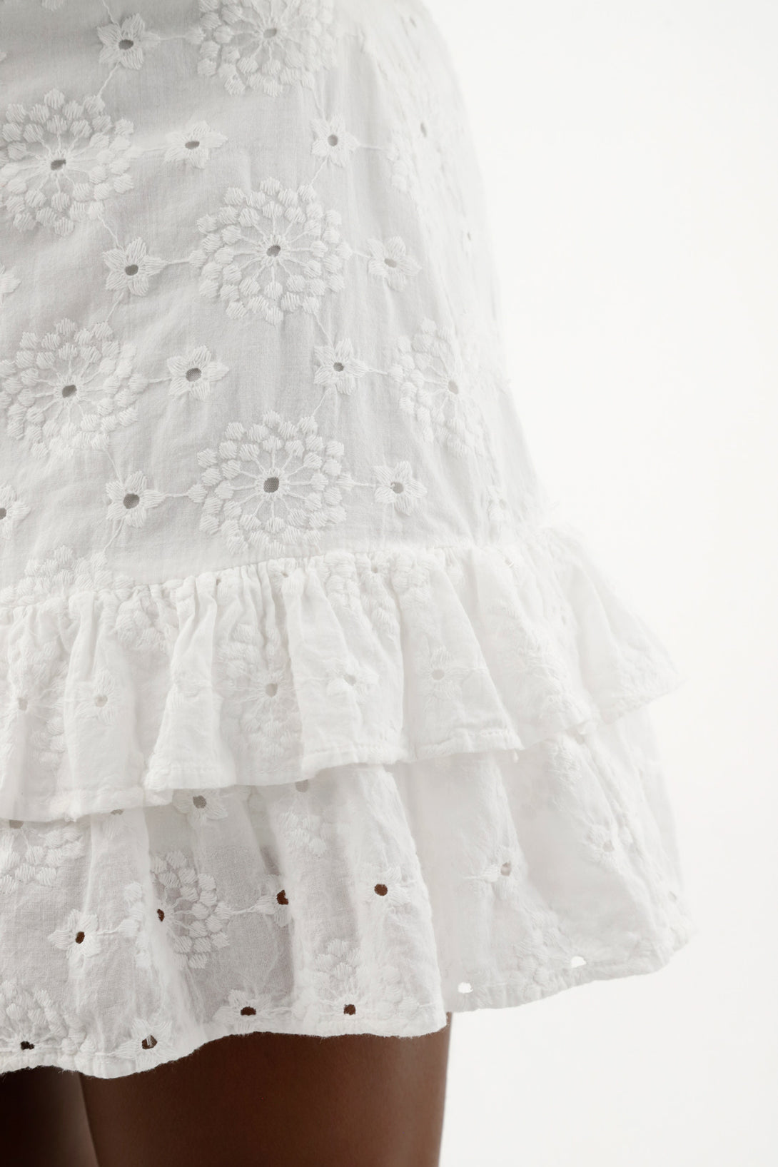 Women's White Ruffled Skirt