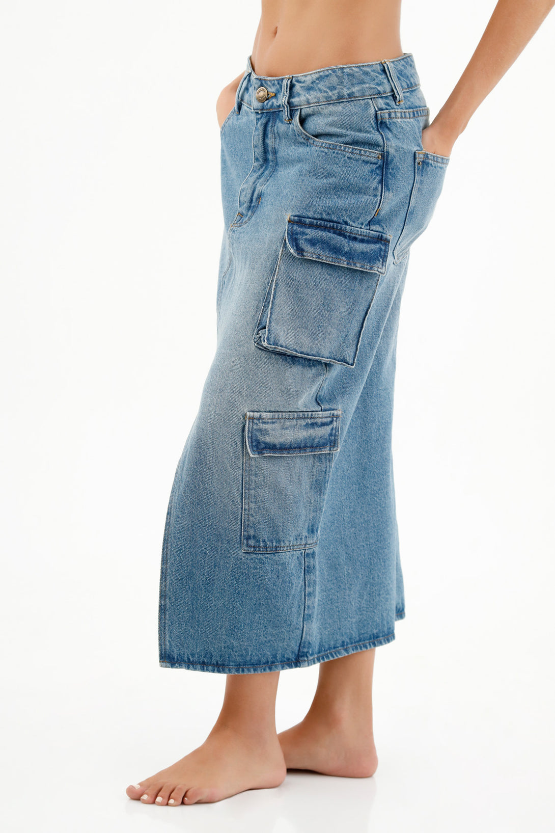 Women's Blue Cargo Skirt