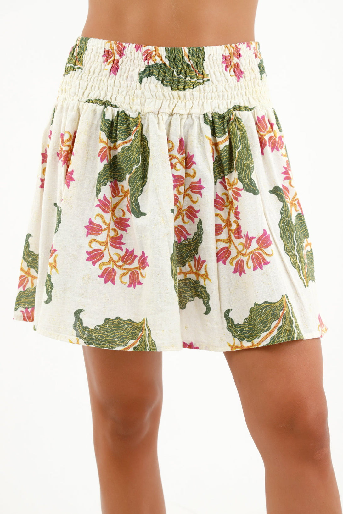 Women's Smocked Waist Printed Skirt