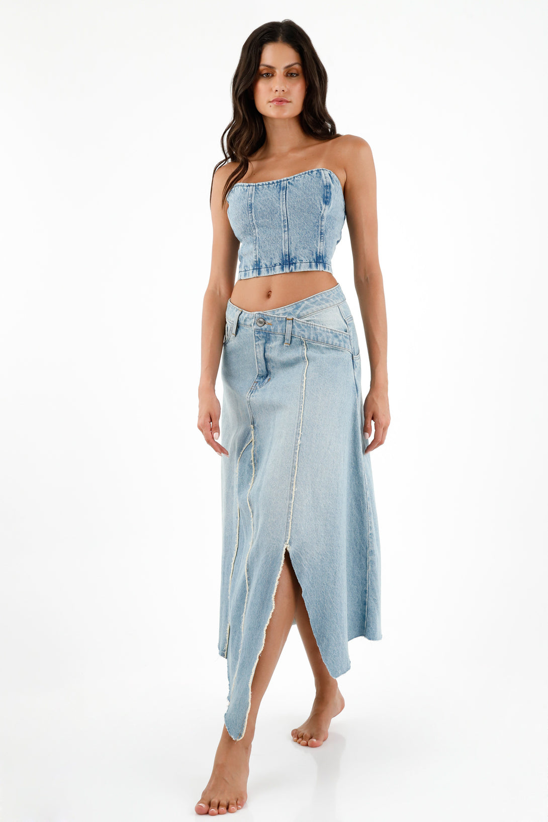 Women's Blue Frayed Skirt