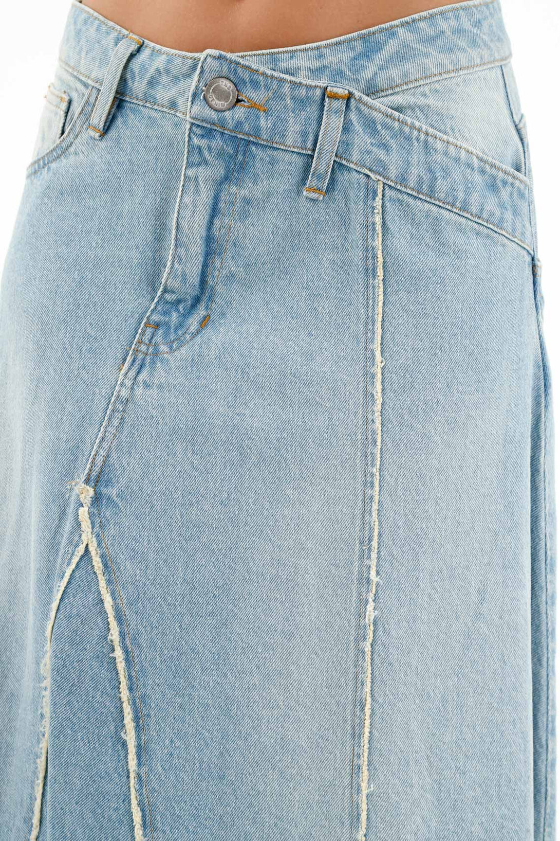 Women's Blue Frayed Skirt