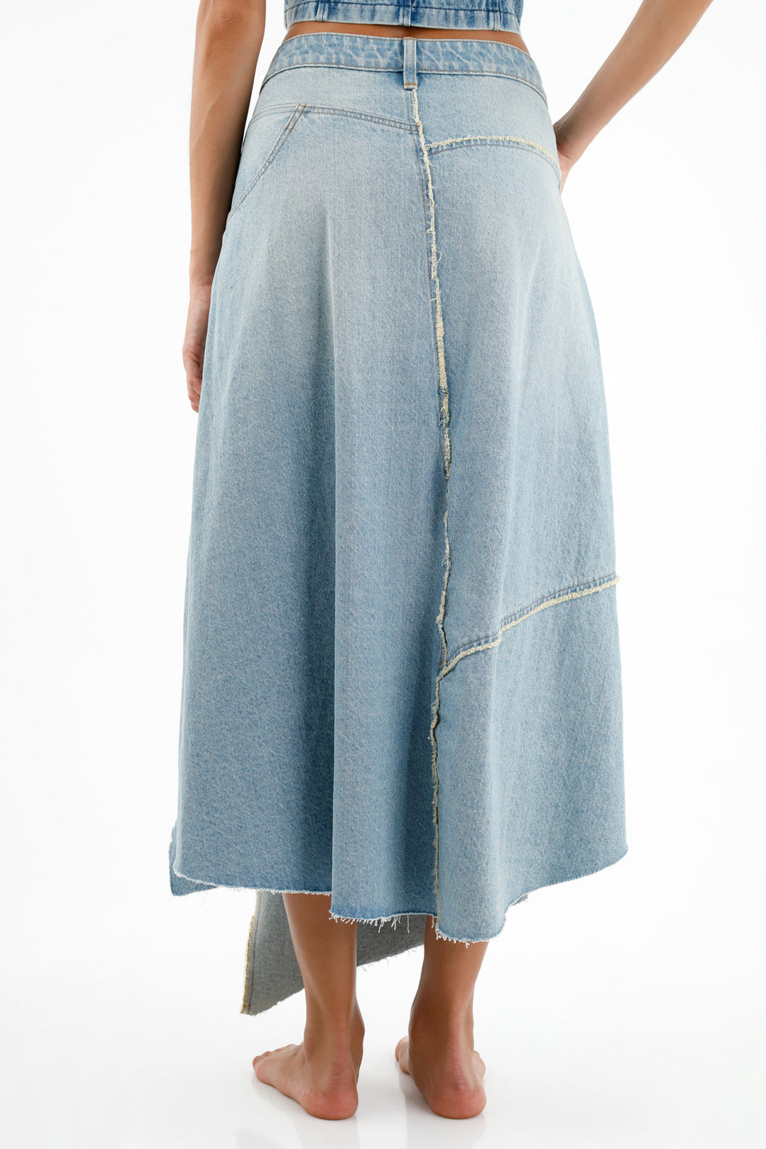 Women's Blue Frayed Skirt