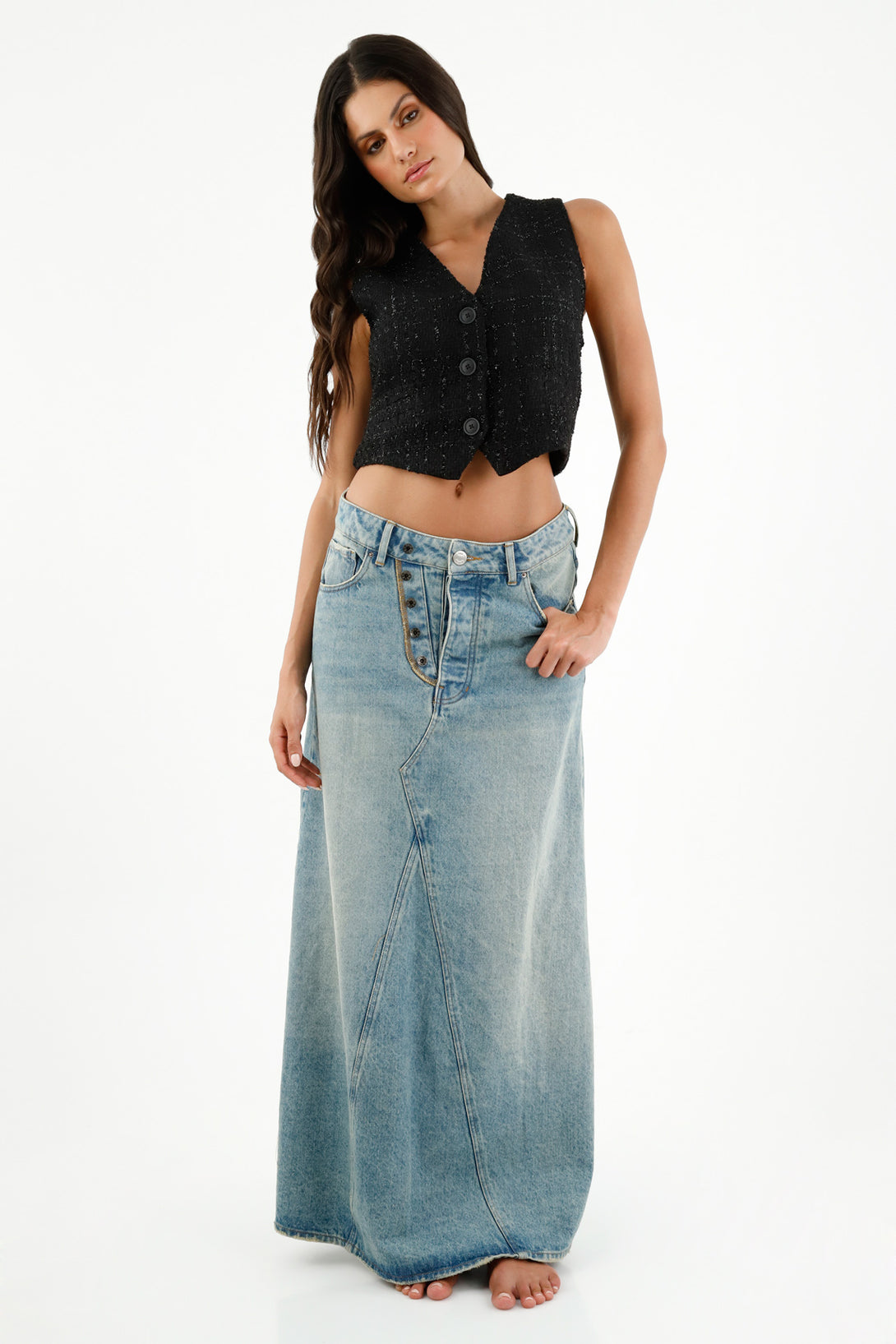 Women's Blue Long Denim Skirt